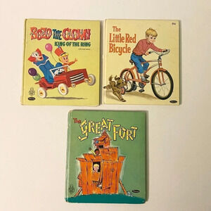 Vintage Lot of 3 Whitman Bozo The Clown  Little Red Bicycle Great Fort Books